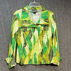 Berek Leaf Print Jacket in Green and Yellow
